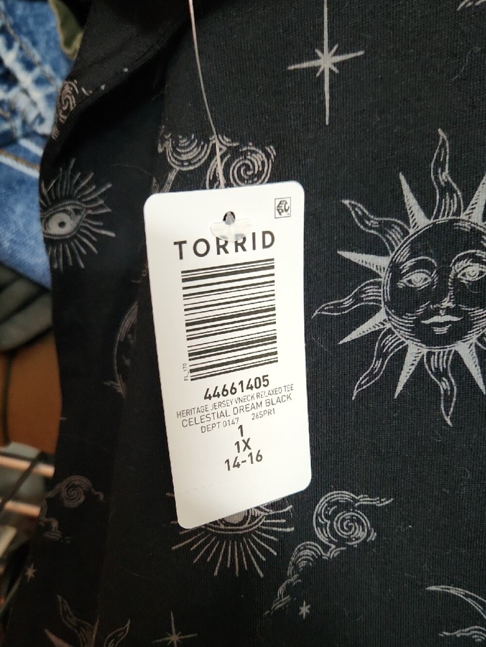 torrid Black V-Neck Tee with Light Gray Celestial Print - Picture 5 of 6